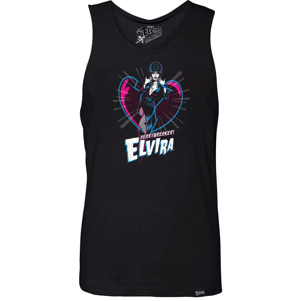 Elvira Heartbreaker Pink Mens Black Tank