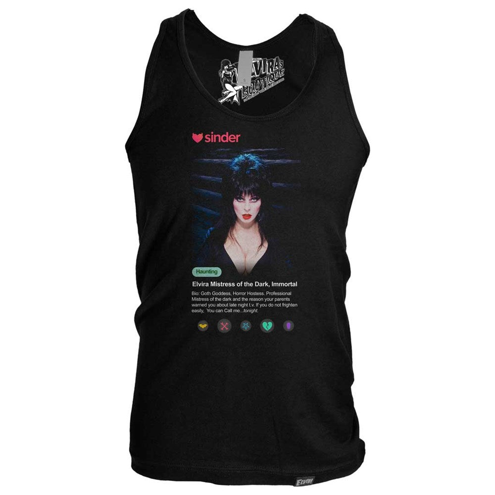 Elvira Sinder Blue Mens Black Tank