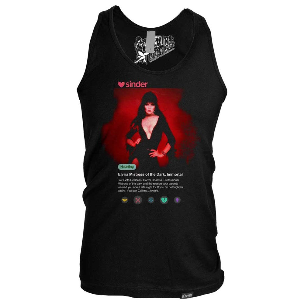 Elvira Sinder Red Mens Black Tank