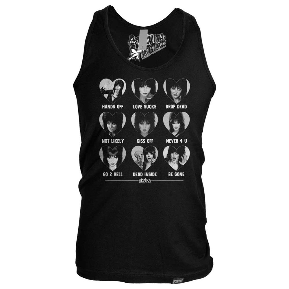 Elvira Wicked Hearts Repeat Mens Black Tank