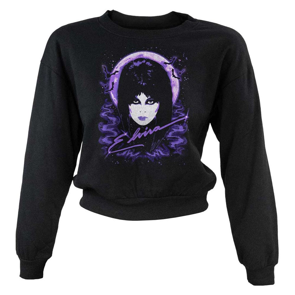 Elvira 80s Moon Purple Crop Sweater Top