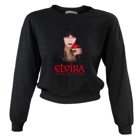 Elvira Red Rose Pullover Crop Sweater Top