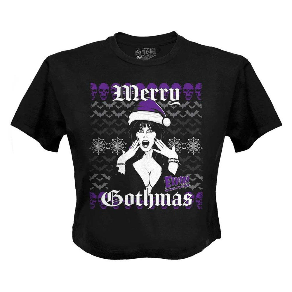 Elvira Merry Gothmas Crop Tee