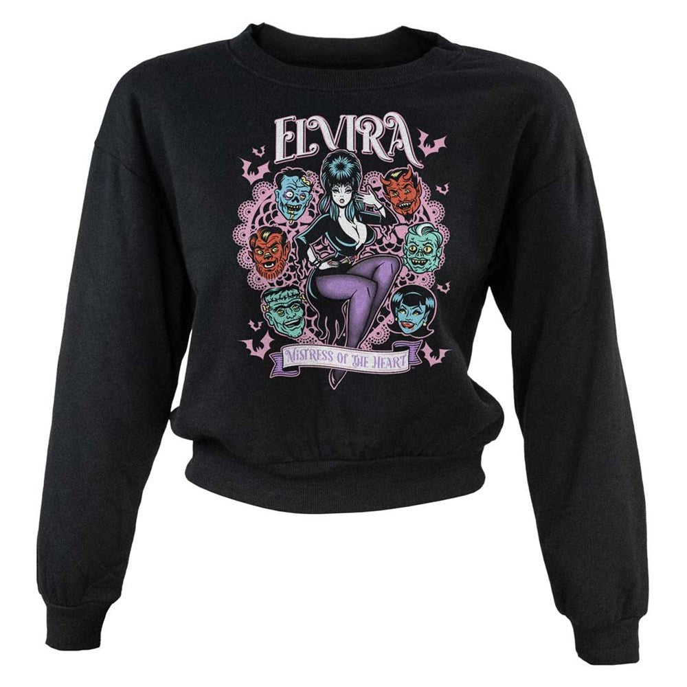 Elvira Mistress Of Heart Womens Pullover Crop Sweater Top