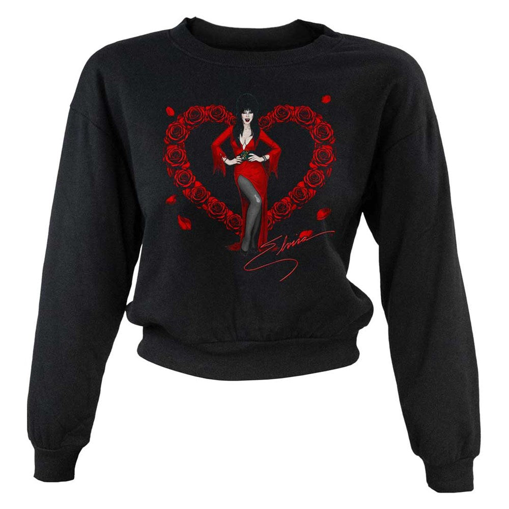 Elvira Red Heart Love Womens Pullover Crop Sweater Top