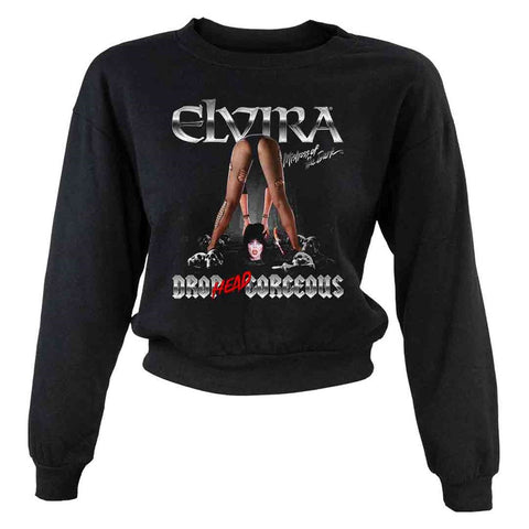 Elvira Drop Head Gorgeous Pullover Crop Sweater Top