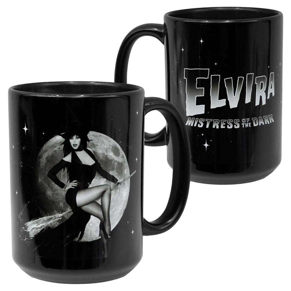 Elvira Moon Witch Photo 15 oz Black Mug