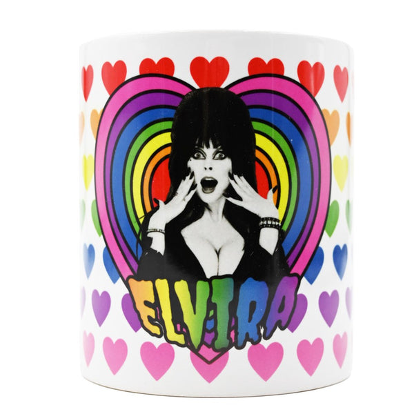 Elvira Rainbow Hypno Heart White Mug