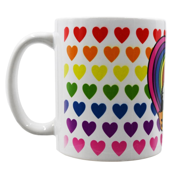 Elvira Rainbow Hypno Heart White Mug