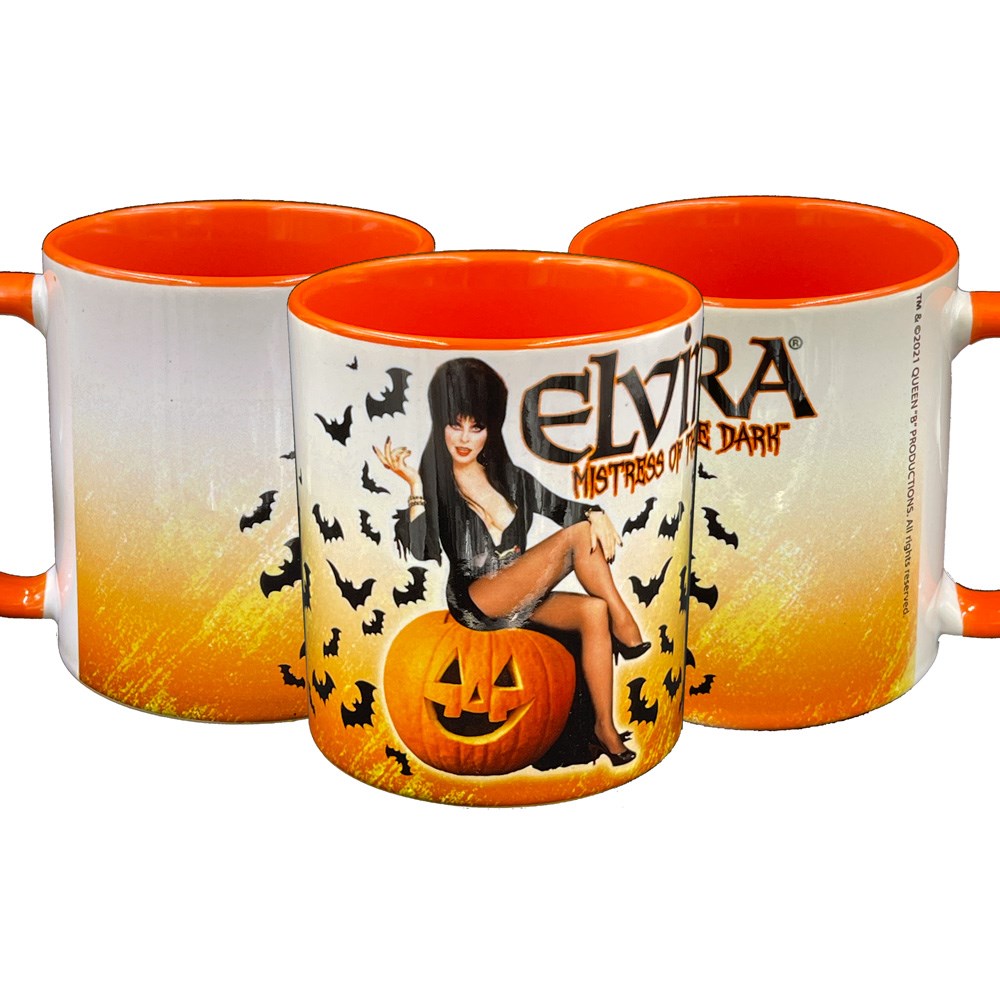 Elvira Harvest Bats Orange Rim Mug