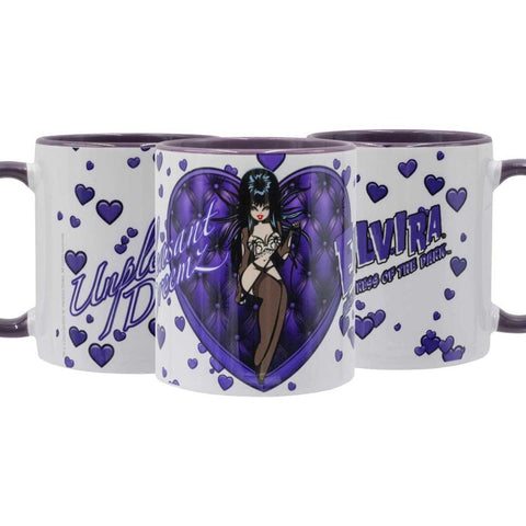 Elvira Unpleasant Dreamz Heart Purple Rim Mug