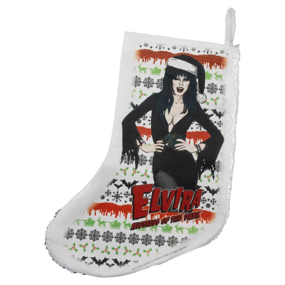 Elvira Wink Xmas Sweater Sequin Stocking