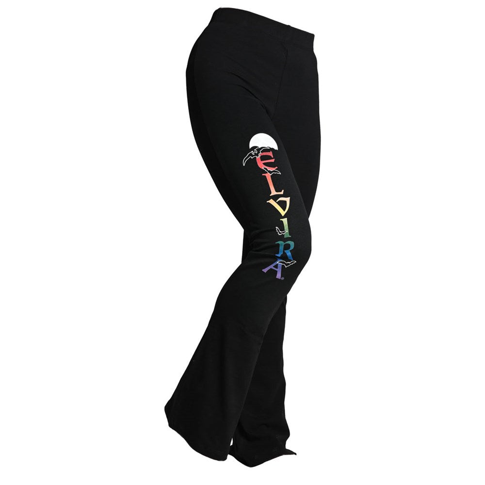 Elvira Rainbow Skull Moon Flare Yoga Leggings