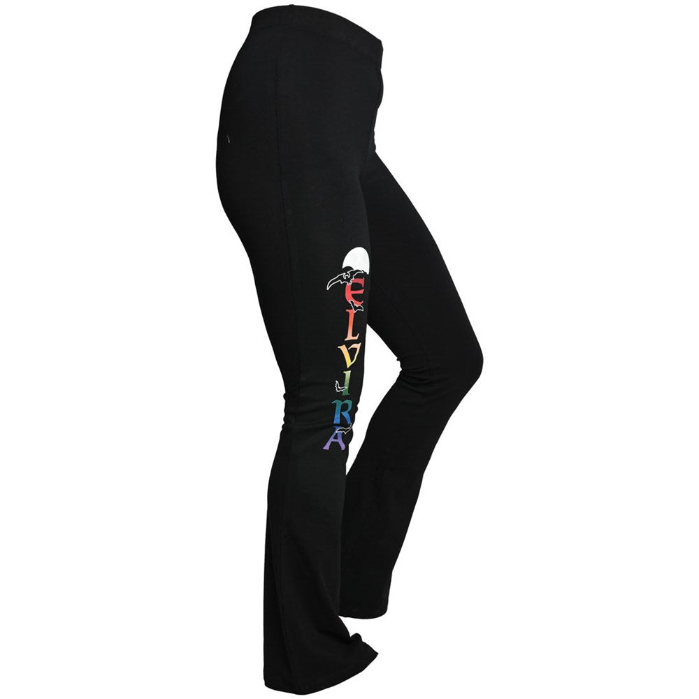 Elvira Rainbow Skull Moon Flare Yoga Leggings