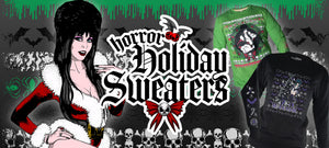 Shop Elvira's holiday sweater collection.