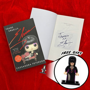 Yours Cruelly, Elvira: Memoirs of the Mistress of the Dark Funko Cover Book Personalized With Toy