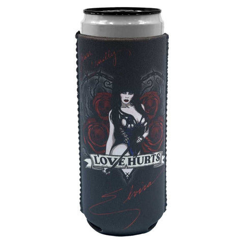 Elvira Love Hurts Scroll Slim Can Cooler