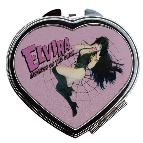 Elvira Pink Web Heart Compact Mirror