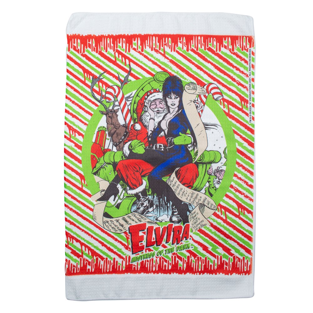 Elvira Ho Ho Horror Dish Towel