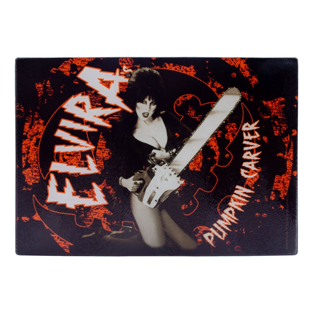 Elvira Pumpkin Carving Glass Chopping Board
