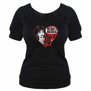 Elvira Heart Breaker Black Shoulder Top