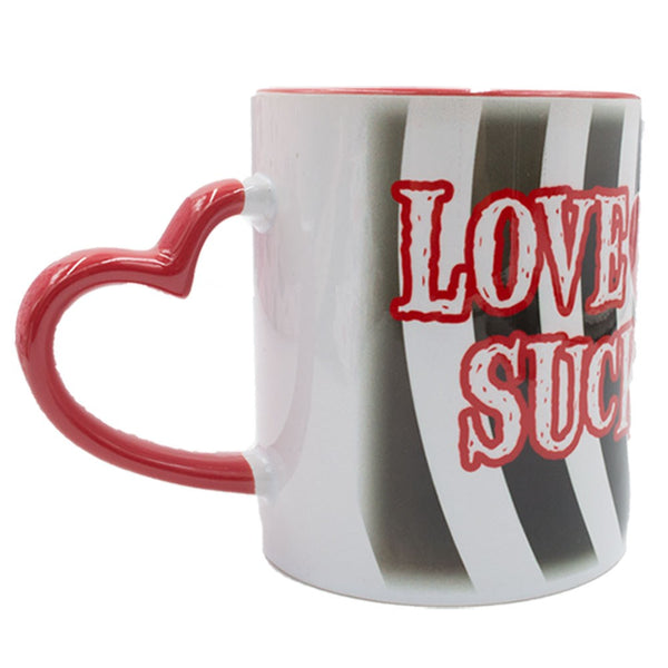 Elvira Love Sucks Heart Handle Mug