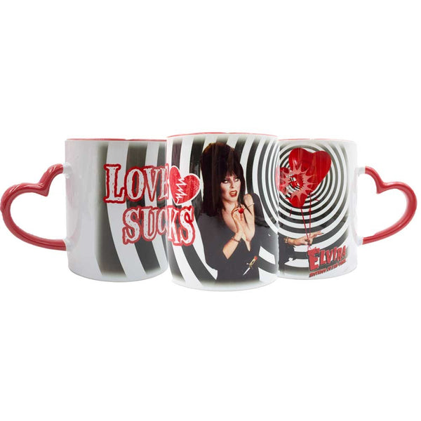 Elvira Love Sucks Heart Handle Mug