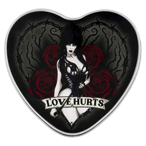 Elvira Love Hurts Scroll Heart Shaped Metal Tin