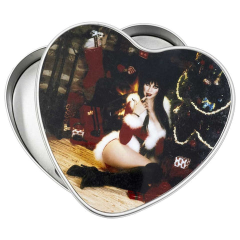 Elvira Santa Suit Heart Shaped Metal Tin