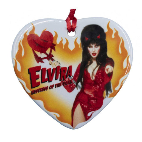 Elvira Hot Stuff Heart Ceramic Ornament