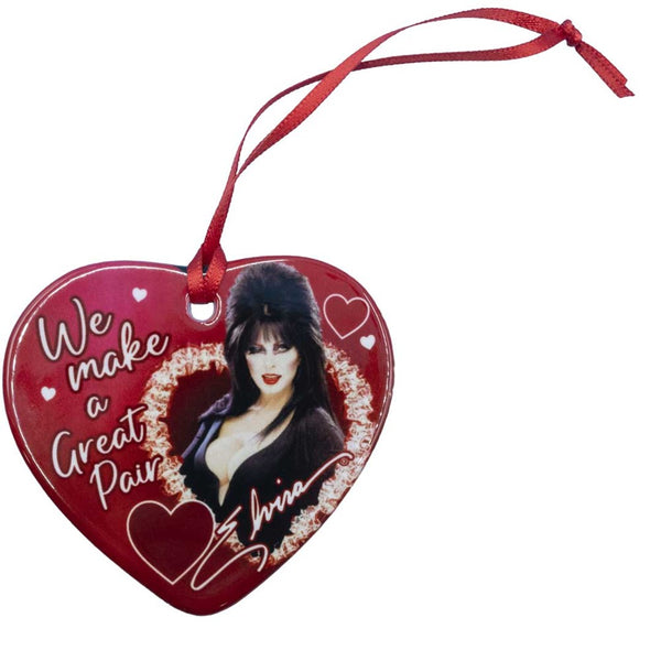 Elvira Make A Great Pair Heart Ceramic Ornament