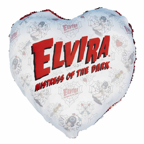 Elvira Cupid Web Viva Red Sequin Heart Pillow