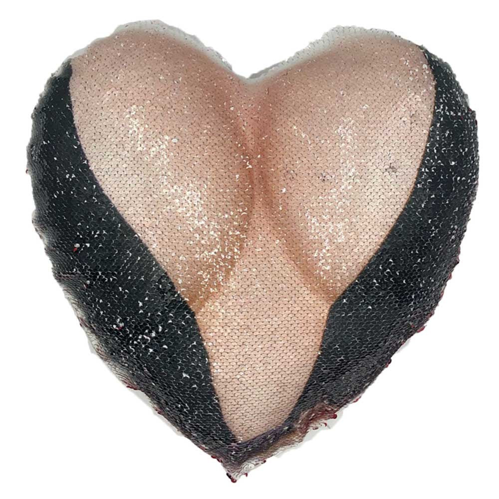 Elvira Chest Heart Shaped Red Sequin Pillow