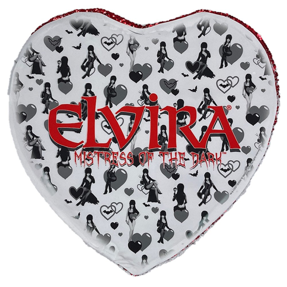 Elvira Chest Heart Shaped Red Sequin Pillow