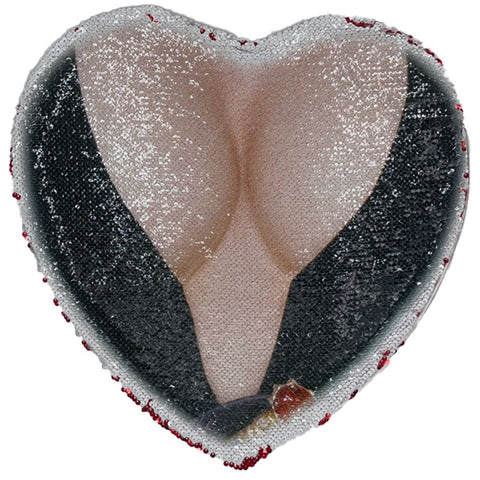 Elvira Chest Heart Shaped Red Sequin Pillow