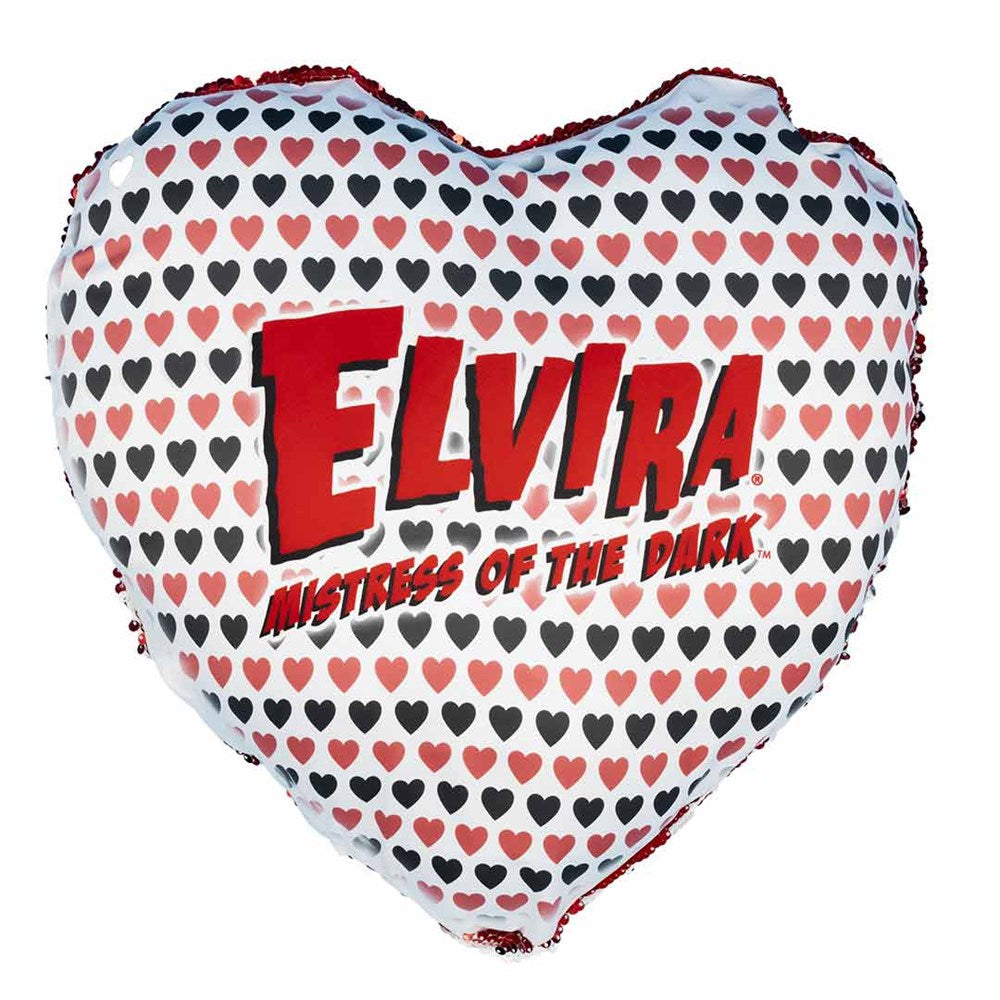 Elvira Red Hypno Heart Red Sequin Heart Pillow