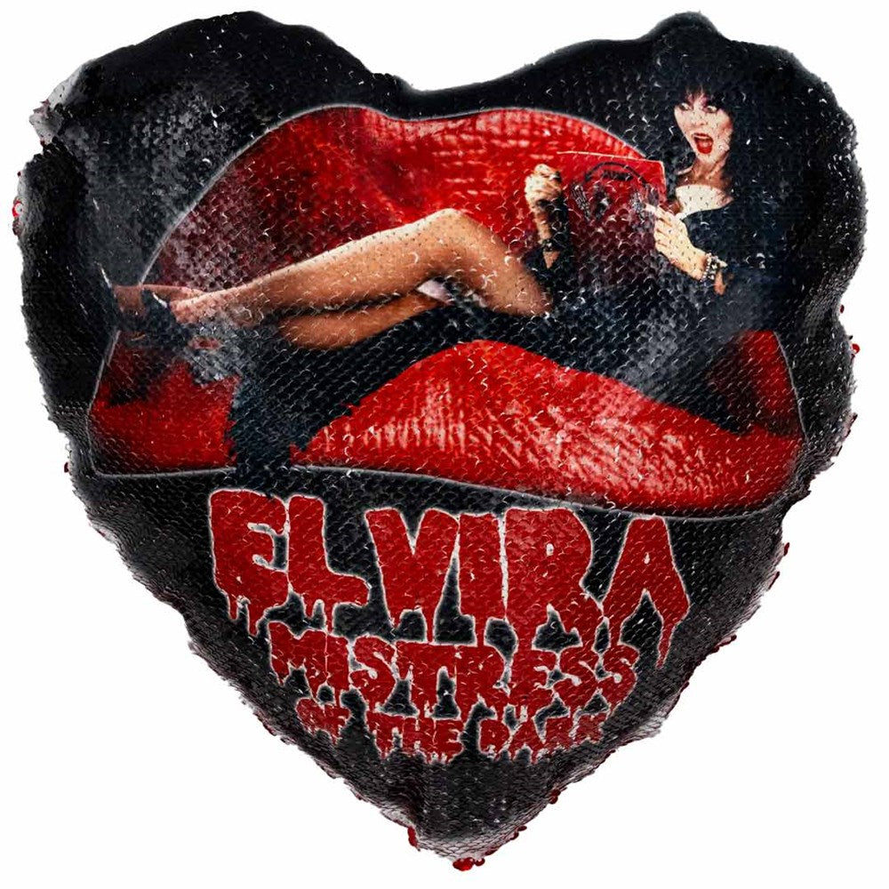 Elvira Rocky Mistress of The Dark Red Sequin Heart Pillow
