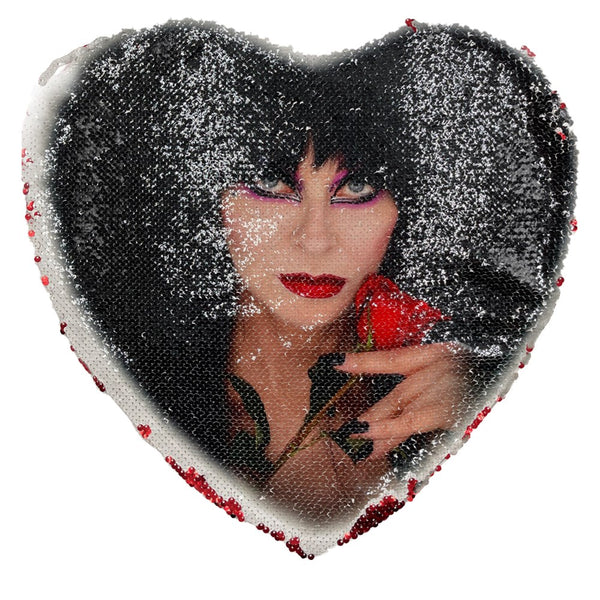 Elvira Rose Heart Shaped Sequin Pillow