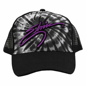 Elvira Purple Signature Embroidered Tie Dye Trucker Hat