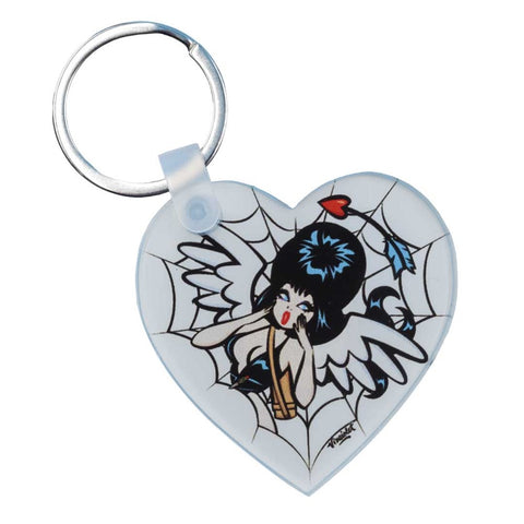 Elvira Cupid Web Viva Acrylic Heart Keychain