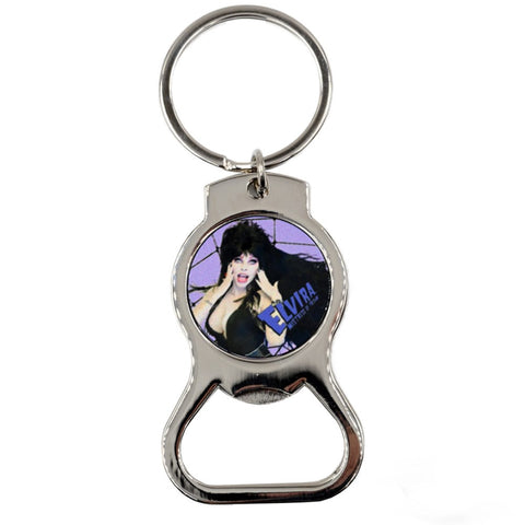 Elvira Purple Web Bottle Opener Keychain