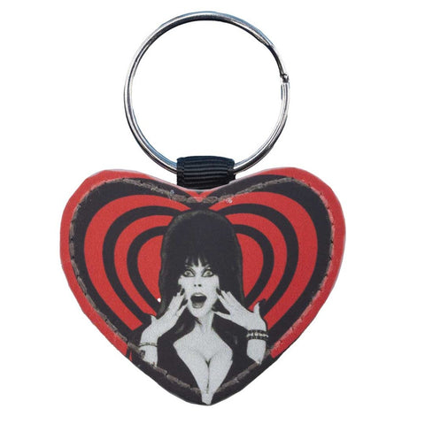 Elvira Hypno Heart Red Glitter Heart Keychain