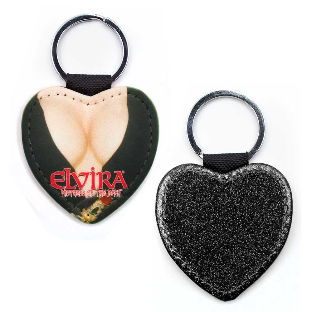 Elvira Chest Black Glitter Heart Keychain