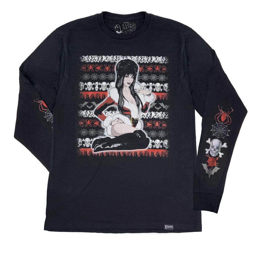Elvira Dark Xmas Sweater Long Sleeve Shirt