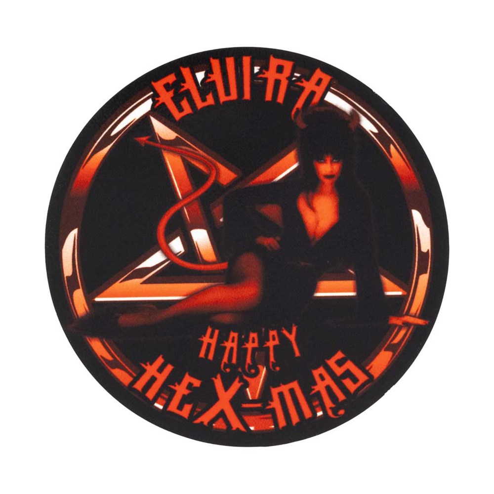 Elvira Happy Hexmas Round Magnet