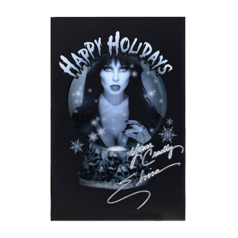 Elvira Happy Holidays Snow Globe Magnet