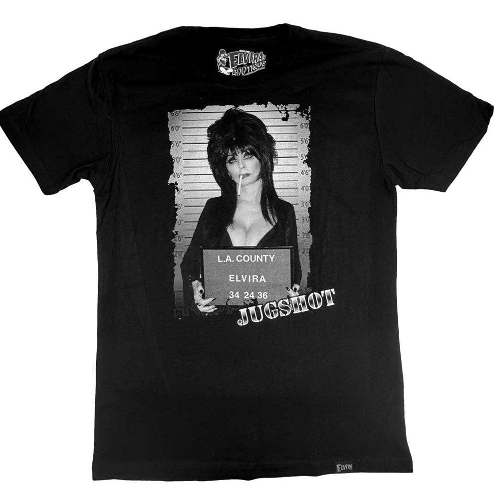 Elvira  Jugshot Mugshot Mens Black Tshirt