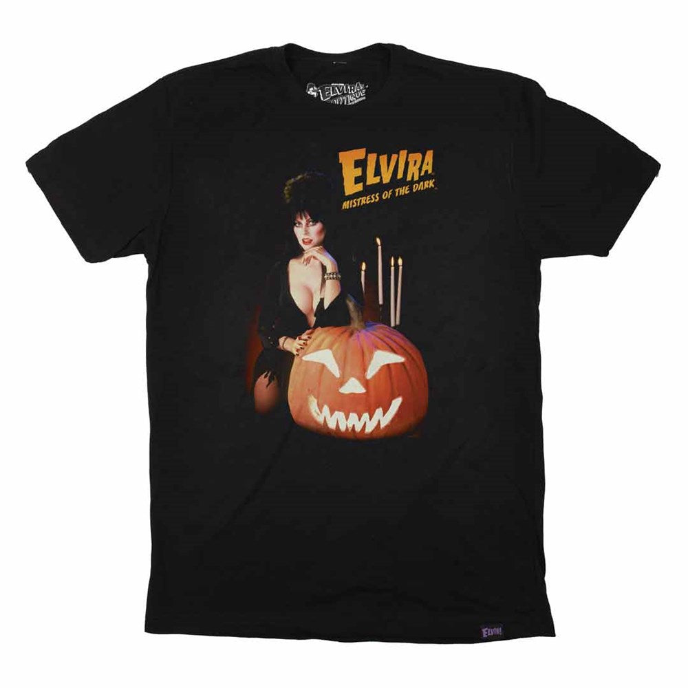 Elvira Pumpkin Face Mens Black T-shirt