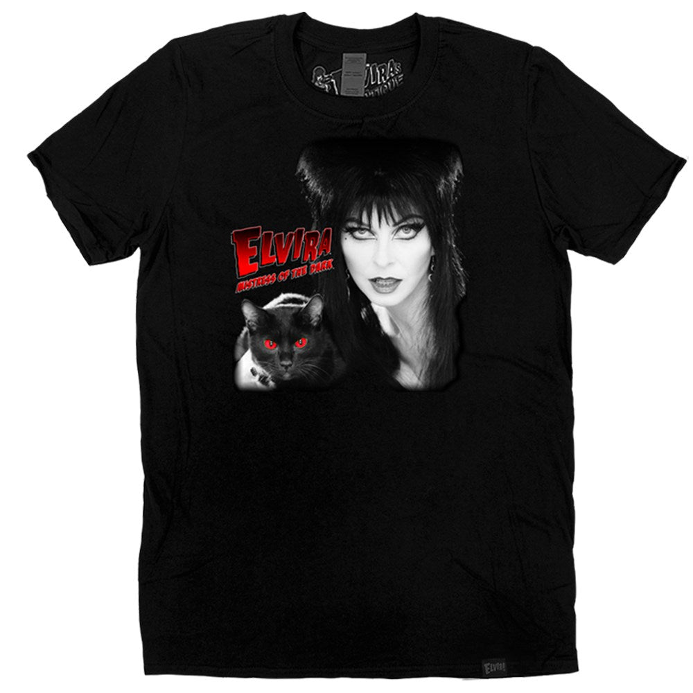 Elvira Black Cat Red Mens Tshirt