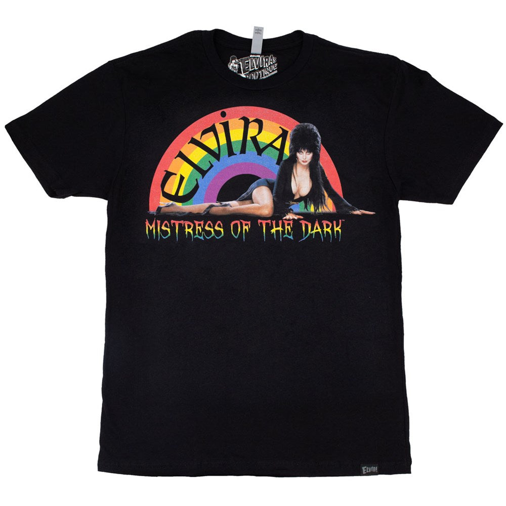 Elvira Mistress Rainbow Logo Black Tshirt